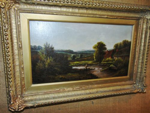 Victorian Oil on Canvas by G. Thompson Circa 1890