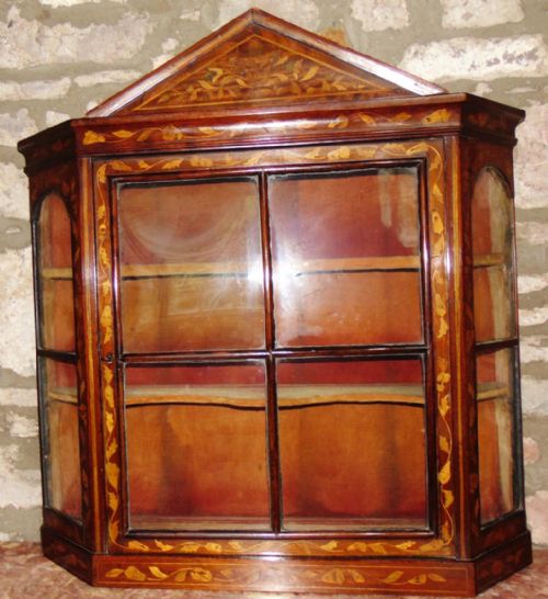Dutch Marquetry Hanging China Cabinet Circa 1775