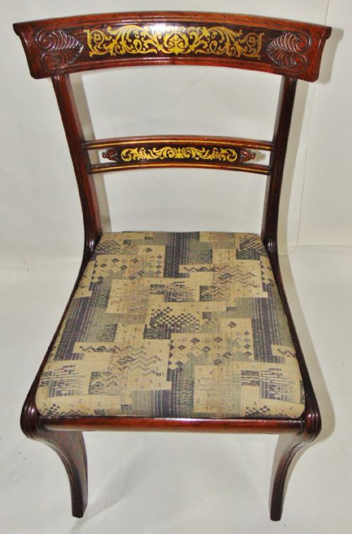 Regency Rosewood and Brass Inlaid Chair Circa 1815