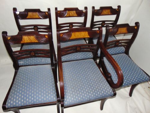 Set 6 Regency Mahogany Dining Chairs Circa 1815
