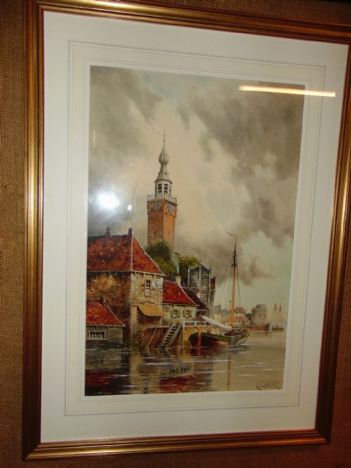 Watersolour Continental Scene by Van Staaton Circa 1900