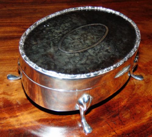 Large Oval Silver and Aberlorn Jewelry Box 1918