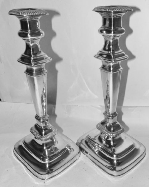 Pair Victorian Silver Plated Tall Candlesticks Circa 1880