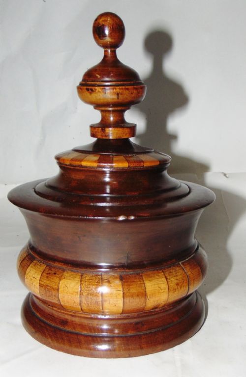 Dutch Turned Mahogany & Inlaid Tobacco Box Circa 1820