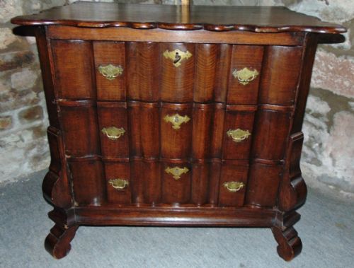 Small Dutch Shaped Front Oak Chest Circa 1785