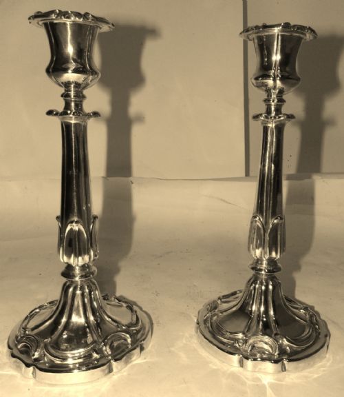 Pair Sheffield Silver Plated Candlesticks Circa 1835