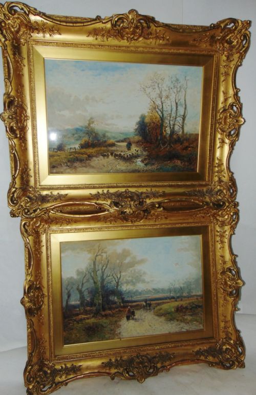 Pair Watercolours Rural Scenes by W.manners Dated 1910