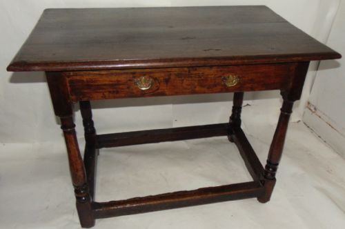 Turned Leg Oak Side Table Circa 1720