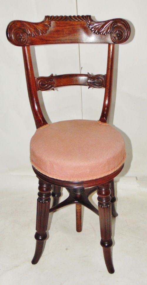 Regency Rosewood Adjustable Music Chair Circa 1820