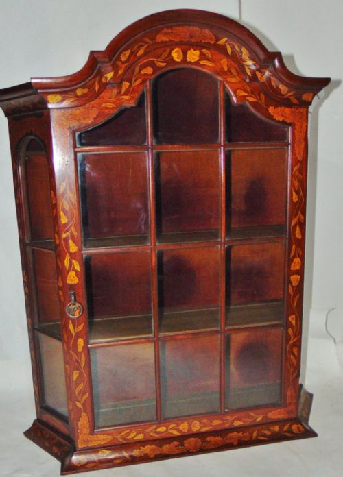 Dutch Marquetry Hanging China Cabinet Circa 1820