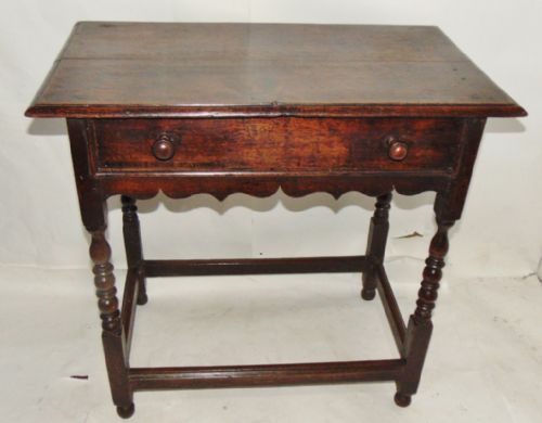 Early Oak Turned Leg Side Table Circa 1710