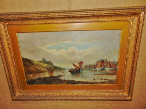 Oil on Canvas Harbour Scene by J.suker