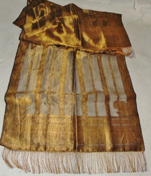 Indian Metalic Gold Thread Wedding Shawl Circa 1920