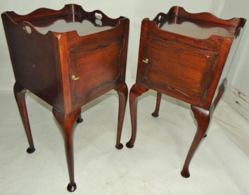 Pair Georgian Style Mahogany Bedside Cabinets Circa 1920