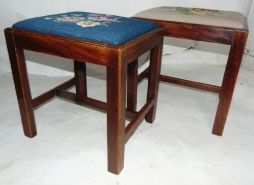 Matched Pair George III Mahogany Stools Circa 1775