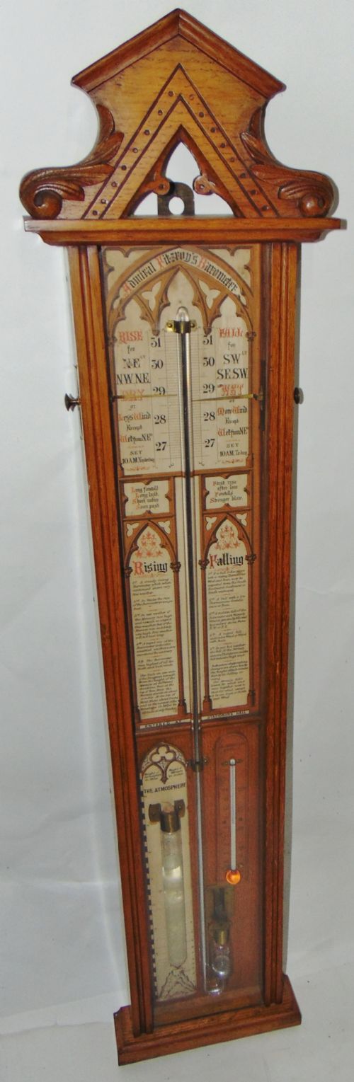Victorian Oak Admiral Fitzroy Barometer Circa 1870