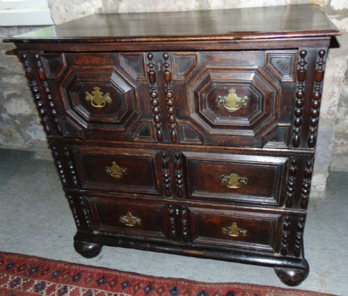 Jacobean Oak Chest of Drawers Circa 1680