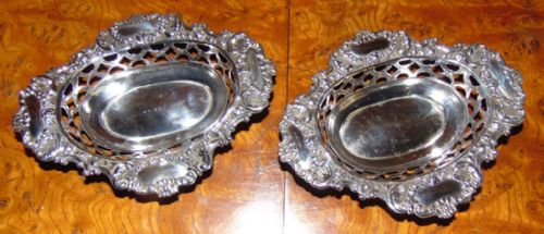 Pair Edwardian Silver Trinket Dishes 1901