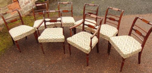 Set of 6 & 2 Georgian Mahogany Dining Chairs Circa 1810