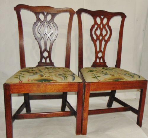 Pair George III Fruitwood Side Chairs Circa 1770