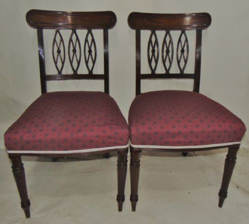 Pair Georgian Mahogany Side Chairs Circa 1815