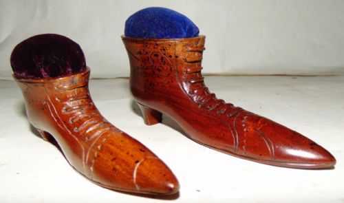 Two Victorian Mahogany Shoe Pin Cushions Circa 1870