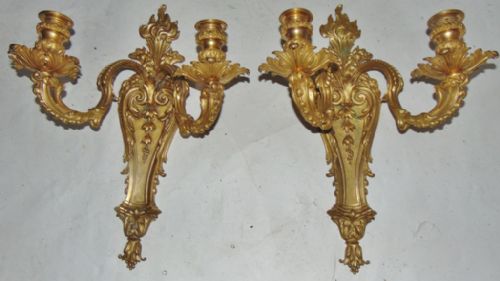 Pair Regency Gilded Bronze Ormolu Wall Lights Circa 1815