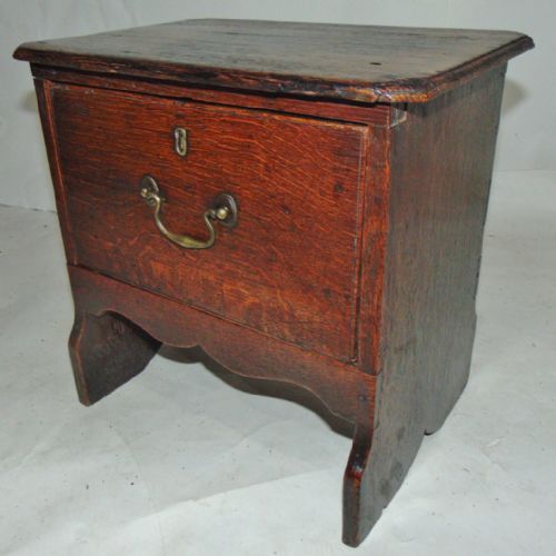 Welsh Boarded Oak Stool with Deep Drawer Circa 1770