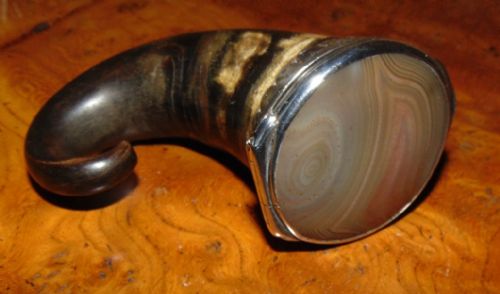 Scottish Ram's Horn Silver Mounted Snuff Mull Circa 1840