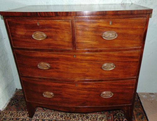 Small Georgian Mahogany Bow Chest Circa 1825