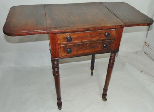 Regency Rosewood Brass Inlaid Small Pembroke Table Circa 1820