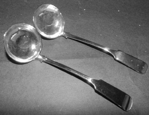 Pair Scottish Silver Dundee Sauce Ladles Circa 1830