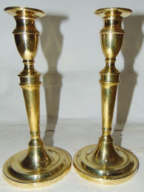 Pair Georgian Brass Candlesticks Circa 1790
