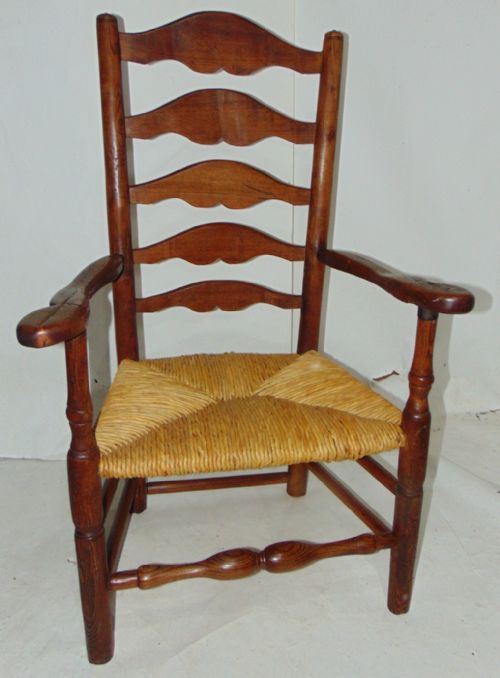 Georgian Elm Ladder Back Arm Chair Circa 1800