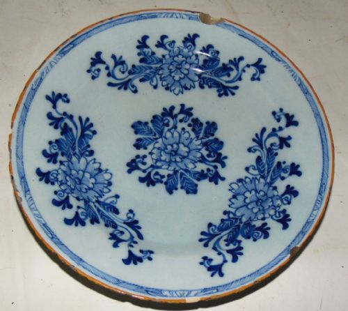 18th Century Dutch Blue & White Delft Plate Circa 1775