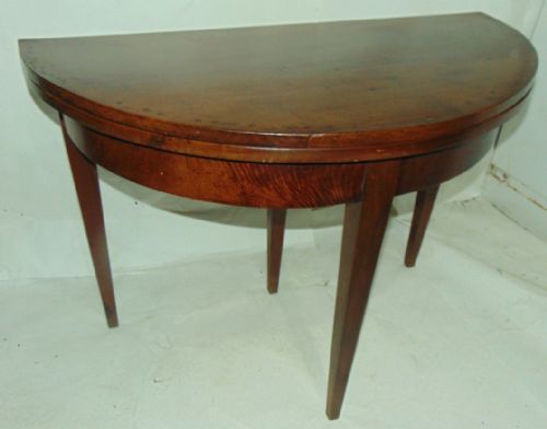 French Walnut Half Round Tea Table Circa 1780