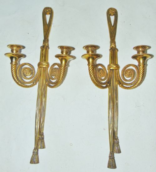 Pair Louis Xvi Ormolu Wall Lights Circa 1780