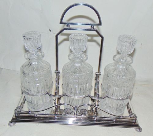 Victorian Silver Plated Decanter Set Circa 1880