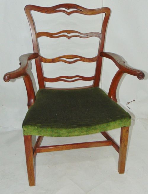 Georgian Elm Ladder Back Arm Chair Circa 1775