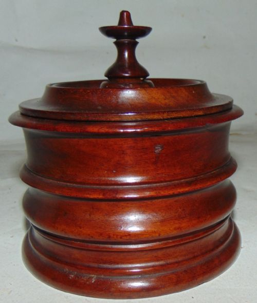 Dutch Turned Mahogany Tobacco Box & Lid Circa 1820