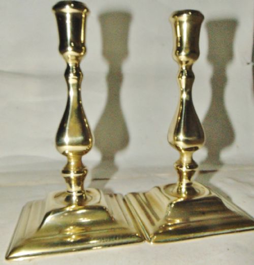 Pair Queen Anne Brass Candlesticks Circa 1710