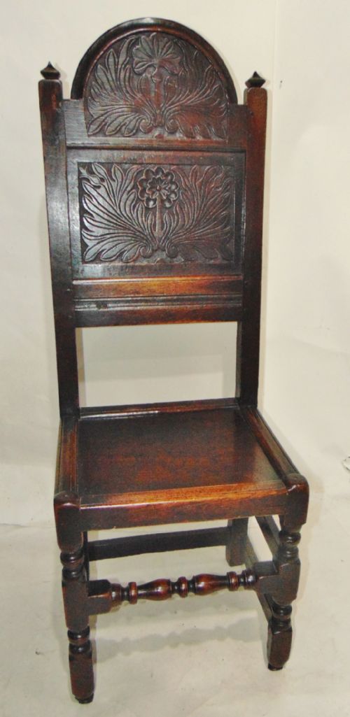 Early Oak Carved Back Side Chair Circa 1685