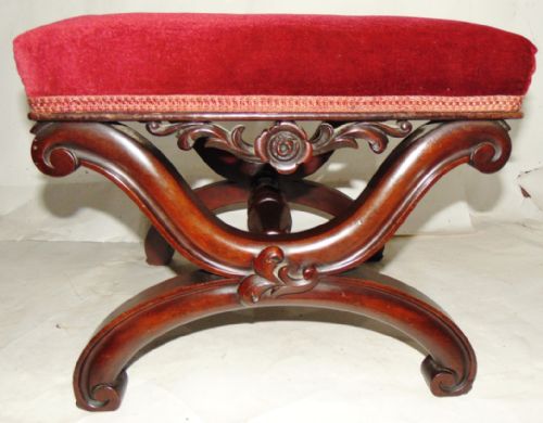 William IV Mahogany X Framed Stool Circa 1830