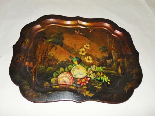 Victorian Decorated Papier Mache Tray Circa 1850