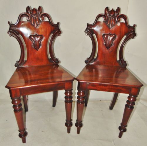 Pair William IV Mahogany Hall Chairs Circa 1835