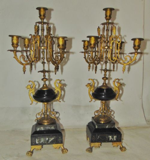 Pair Ormolu and Marble Candelebra  Circa 1870