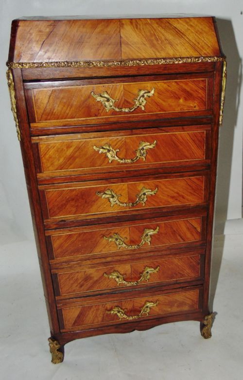 French Tulipwood Tall Miniature Chest Circa 1879