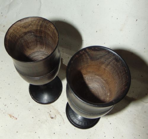 Pair Victorian Ebony Goblets Circa 1870