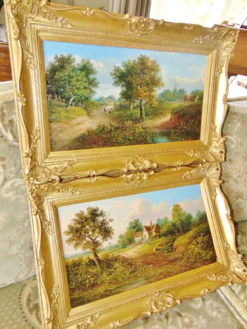 Pair Oils Landscapes by Edwin Buttery Circa 1875