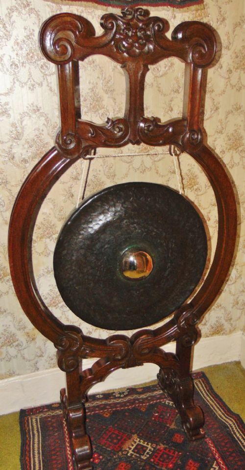 Victorian Carved Oak Standing Diner Gong Circa 1880